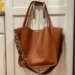 NWT madewell Sydney tote w leopard strap